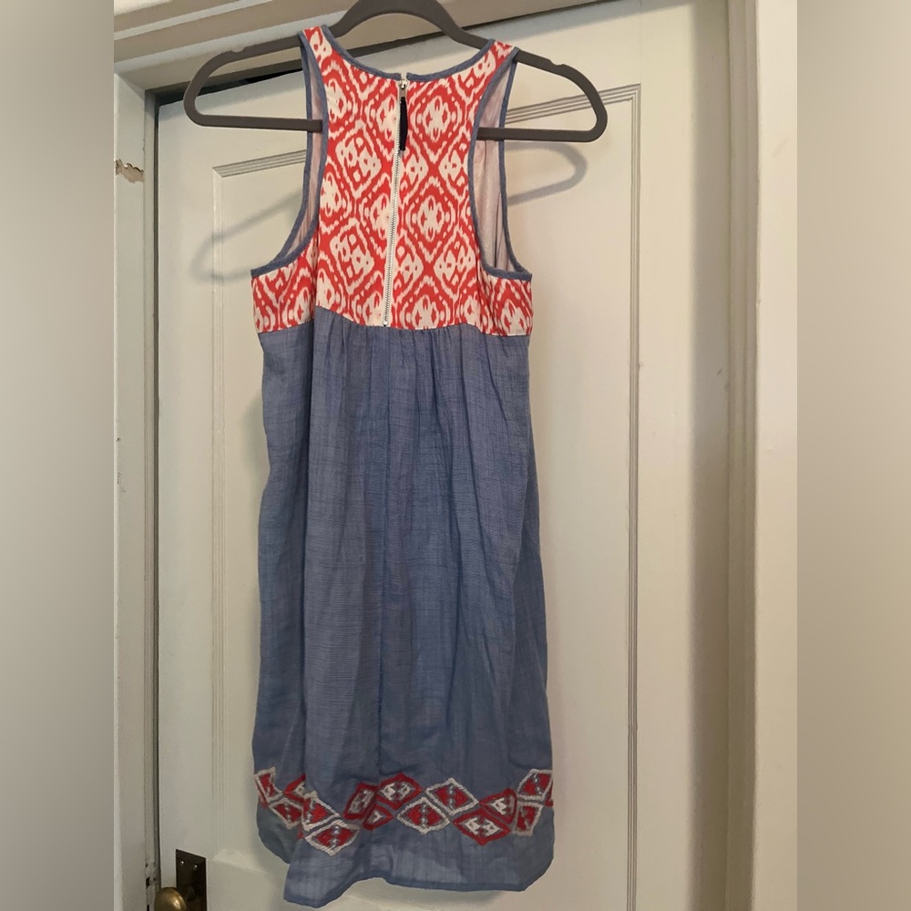 Blue and Orange Racerback Sleeveless Dress